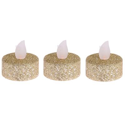 Ambiance Light LED waxinelichtjes - 12x stuks - goudkleurig - 4 cm - op batterij - kerstverlichting