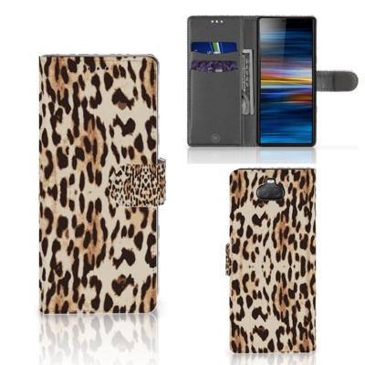 Sony Xperia 10 | Telefoonhoesje | Met pasjeshouder | Leopard