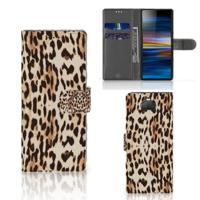 Sony Xperia 10 | Telefoonhoesje | Met pasjeshouder | Leopard