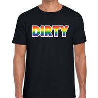 Dirty regenboog gay pride shirt zwart voor heren - thumbnail