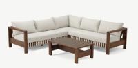 Zambra Loungehoek Set - 3 stuks - Gevlochten Buitenkant Plat Gebroken Wit