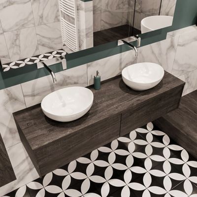 Mondiaz Lush Barco badmeubel eiken Dark brown 150 cm 2 lades mdf 2 waskommen beide zijden zonder kraangat