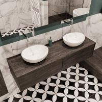 Mondiaz Lush Barco badmeubel eiken Dark brown 150 cm 2 lades mdf 2 waskommen beide zijden zonder kraangat