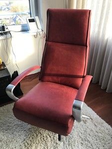Leren relaxfauteuil met stalen frame - rood leer - Echt leer, Industrieel, ontdek de vele Leersoorten en Kleuren bij ShopX