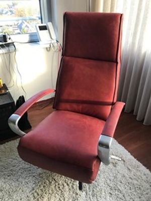 Leren relaxfauteuil met stalen frame - rood leer - Echt leer, Industrieel, ontdek de vele Leersoorten en Kleuren bij ShopX