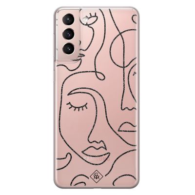 Samsung Galaxy S21 transparant hoesje - Abstract faces