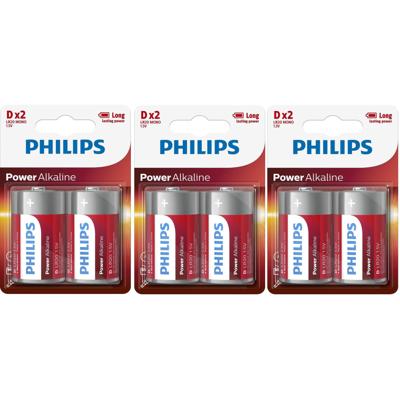 Philips LR20 D Powerlife batterijen - 6x stuks - grote batterijen - long lasting