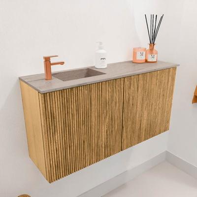 Toiletmeubel Mondiaz Joya Dlux | 80 cm | Meubelkleur Oak | Faye wastafel Saba Wasbak Links | 1 kraangat