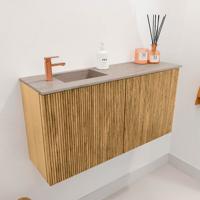 Toiletmeubel Mondiaz Joya Dlux | 80 cm | Meubelkleur Oak | Faye wastafel Saba Wasbak Links | 1 kraangat