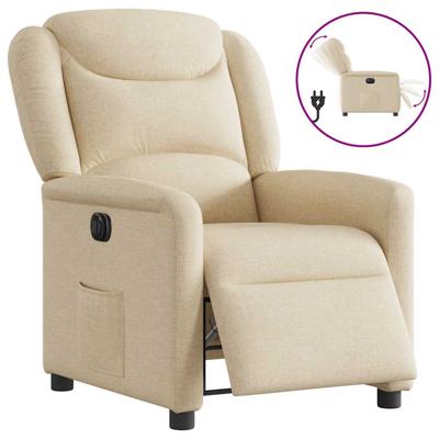 Fauteuil verstelbaar elektrisch stof crèmekleurig