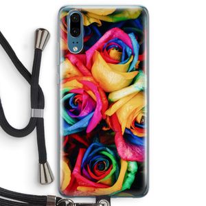 Neon bloemen: Huawei P20 Transparant Hoesje met koord