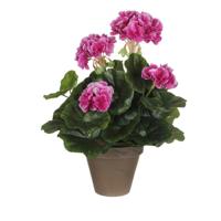 Mica Decorations Kunstplant - geranium - paars - in pot - 34 cm