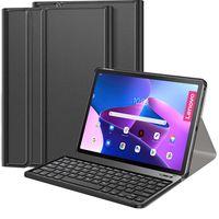 Lunso - Lenovo Tab M10 Plus Gen 3 (3e generatie) - Afneembare Toetsenbord Hoes - Zwart