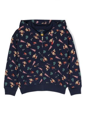 POLO RALPH LAUREN KIDS hoodie zippé à motif Teddy Bear - Bleu