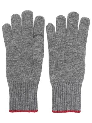 Brunello Cucinelli gants bicolores en cachemire - Gris