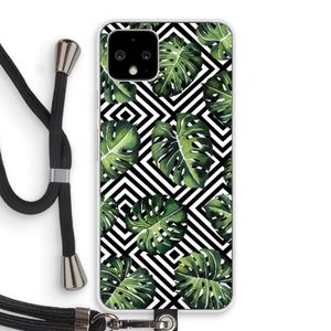Geometrische jungle: Pixel 4 Transparant Hoesje met koord