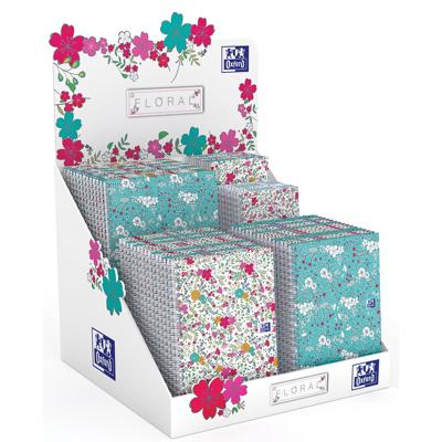 Oxford Floral notitieblok en spiraalschrift, ft A5/A6/B5, geruit 5 mm, display met 60 stuks