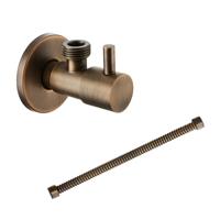 Hoekstopkraan SaniClear Antique | Met flexibele aansluitslang (30 cm) | 1/2x1/2" | Verouderd messing