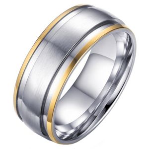 Mannen ring zilver mat met goud
