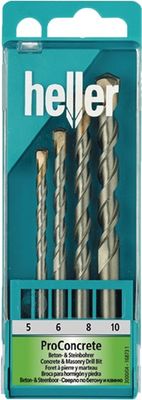 Heller Beton-/steenboorset | 4-delig | d. 5 / 6 / 8 / 10 mm | 1 stuk - 16873 16873