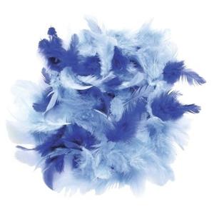 Kleine decoratie sierveertjes - blauw tinten mix - dons veren - 10 gram/50x - knutsel materiaal