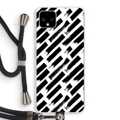 Zwarte vegen: Pixel 4 XL Transparant Hoesje met koord