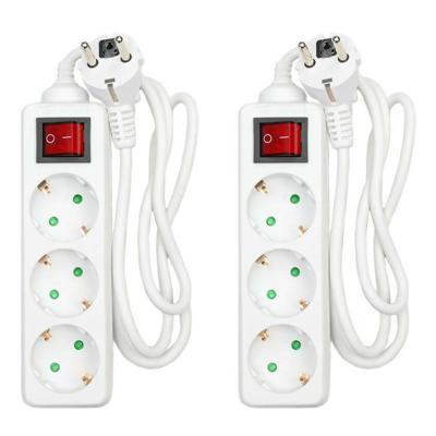 Benson Stekkerdoos 3-voudig - 2x - schakelaar - geaard - wit - snoer van 100 cm - verlengsnoer