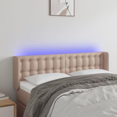 Hoofdbord LED 147x16x78/88 cm kunstleer cappuccinokleurig