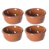 tapas bakjes - 4x stuks - mini - aardewerk - bruin - 7 cm - serveerschaaltjes tapas bakjes - 4x stuks - mini - aardewerk - bruin - 7 cm - serveerschaaltjes