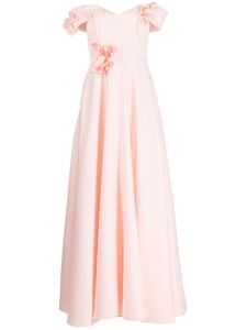 Marchesa Notte robe longue Duchess à fini satiné - Rose