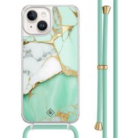iPhone 14 hoesje met mint koord - Marmer mintgroen iPhone 14 hoesje met mint koord - Marmer mintgroen