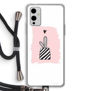 Zwart-wit cactus: OnePlus 9 Transparant Hoesje met koord