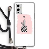 Zwart-wit cactus: OnePlus 9 Transparant Hoesje met koord