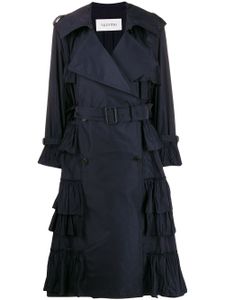 Valentino Garavani trench à boutonnière croisée et volants - Bleu