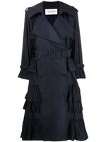 Valentino Garavani trench à boutonnière croisée et volants - Bleu