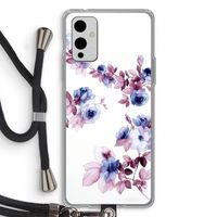 Waterverf bloemen: OnePlus 9 Transparant Hoesje met koord