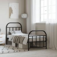 Bedframe met hoofd- en voeteneinde metaal zwart 75x190 cm