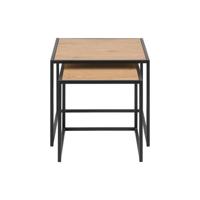 Leen Bakker - Set Van 2 Bijzettafels Jaxx - Eiken/zwart - MDF - Bruin - 50x50x45 Cm