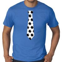 Grote maten blauw supporter t-shirt voetbal stropdas EK/ WK voor heren - thumbnail