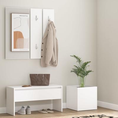 Garderobe set bewerkt hout wit