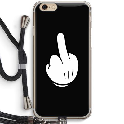 Middle finger black: iPhone 6 / 6S Transparant Hoesje met koord