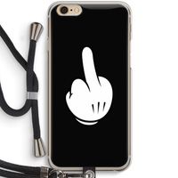 Middle finger black: iPhone 6 / 6S Transparant Hoesje met koord