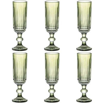Set van bekers Home ESPRIT Groen Kristal 6 x 6 x 18,4 cm (6 Stuks)