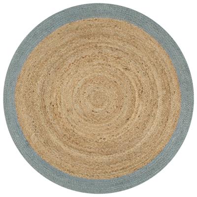 VidaXL Vloerkleed handgemaakt met olijfgroene rand 150 cm jute