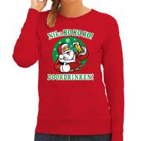 BD Foute Kersttrui - Dames - rood - bier drinkende kerstman - drank - sweater kleding