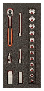 Bahco Foaminlay Fit&Go 1/3 met doppen en toebehoren 3/8" - 18-delig - retailverpakking - FF1E2106EH