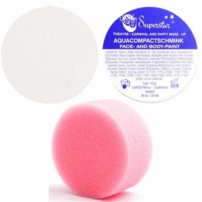 Superstar schmink kleur wit - 16 gram - met rond grimeer sponsje - Schminken - alle leeftijden Superstar schmink kleur wit - 16 gram - met rond grimeer sponsje - Schminken - alle leeftijden