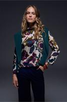 Aloise satin flower top - multi color - 13218