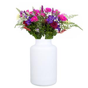 Bloemenvaas Milan - mat wit glas - D15 x H25 cm - melkbus vaas met smalle hals