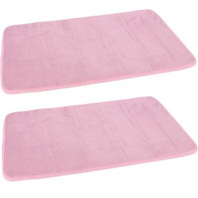 Set van 2x stuks roze sneldrogende badmat 40 x 60 cm rechthoekig